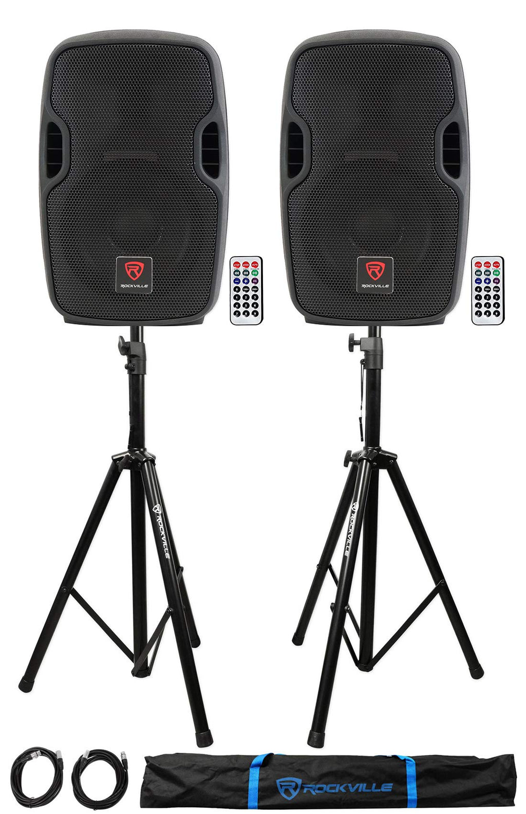 8" Powered DJ PA Speaker 2-Pack with Stands H88565