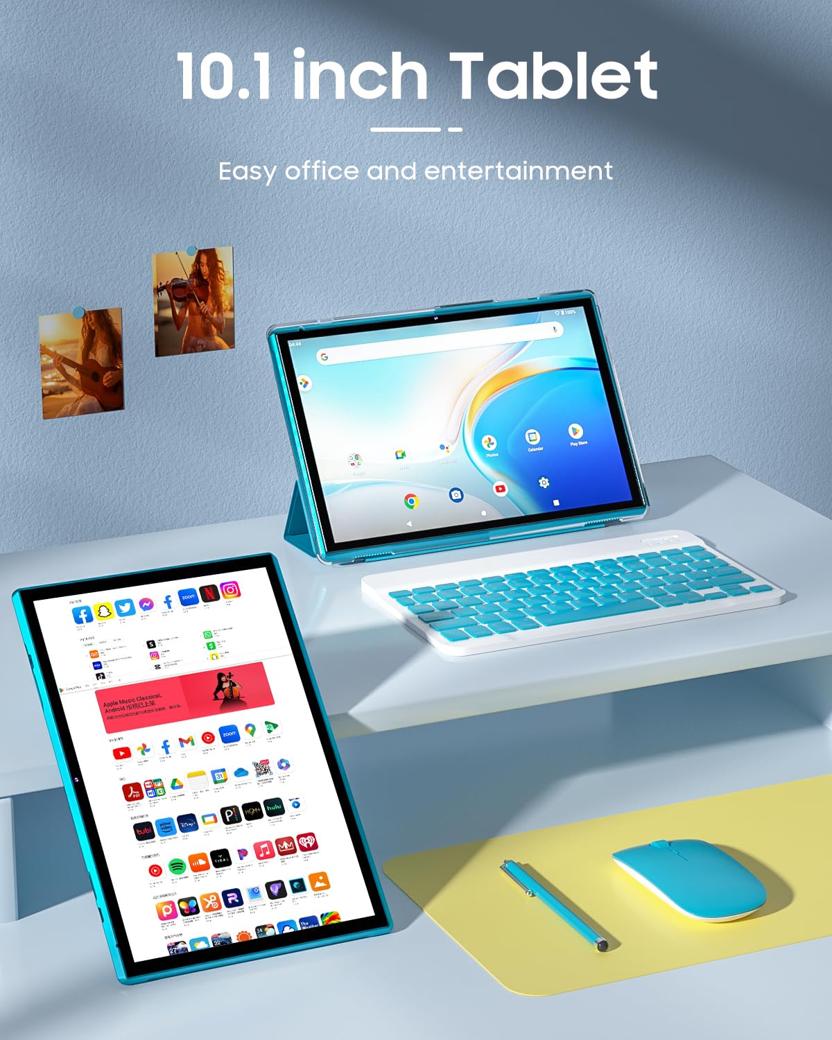 10 inch Android Tablet with Keyboard Case Mouse Stylus Z1265