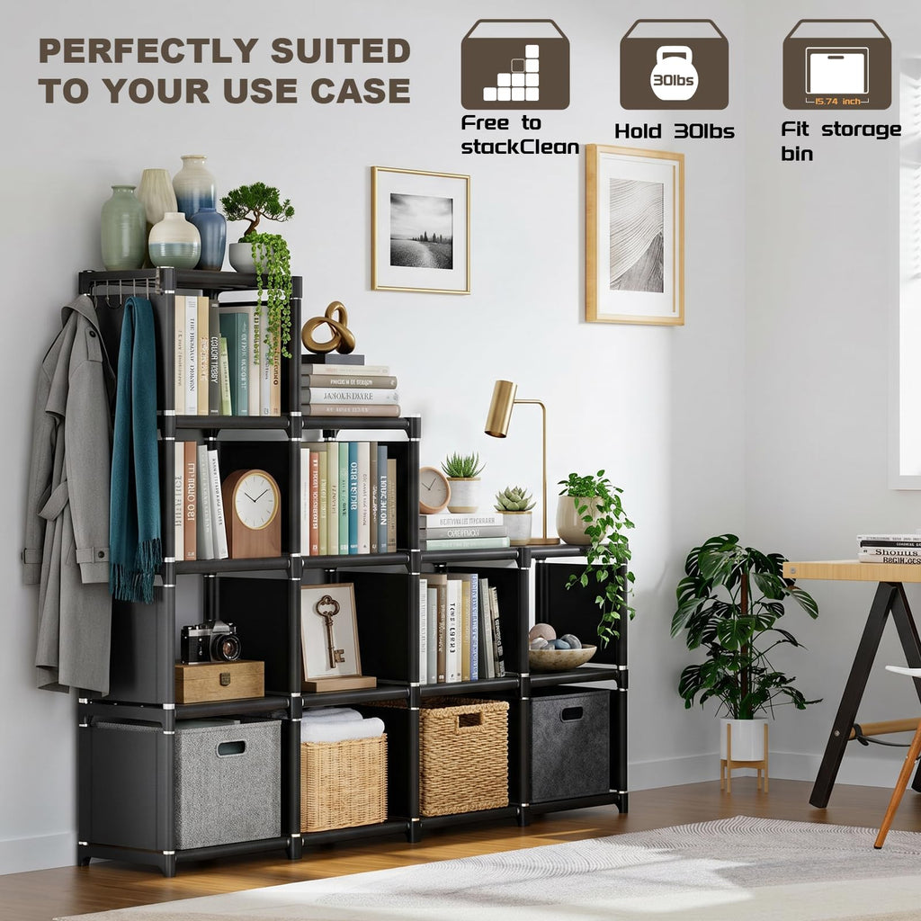 Black 12 Cube Metal Bookcase L322668