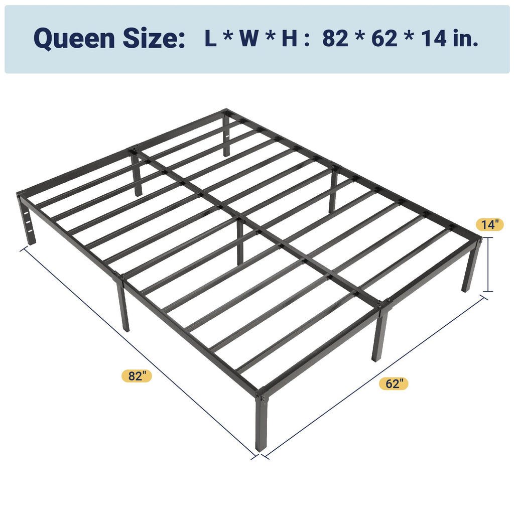 Queen 14 inch Metal Bed Frame with Storage Space F6756