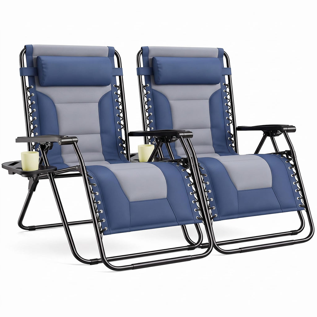 Oversized Padded Zero Gravity Lounge Chairs Set of 2 S258
