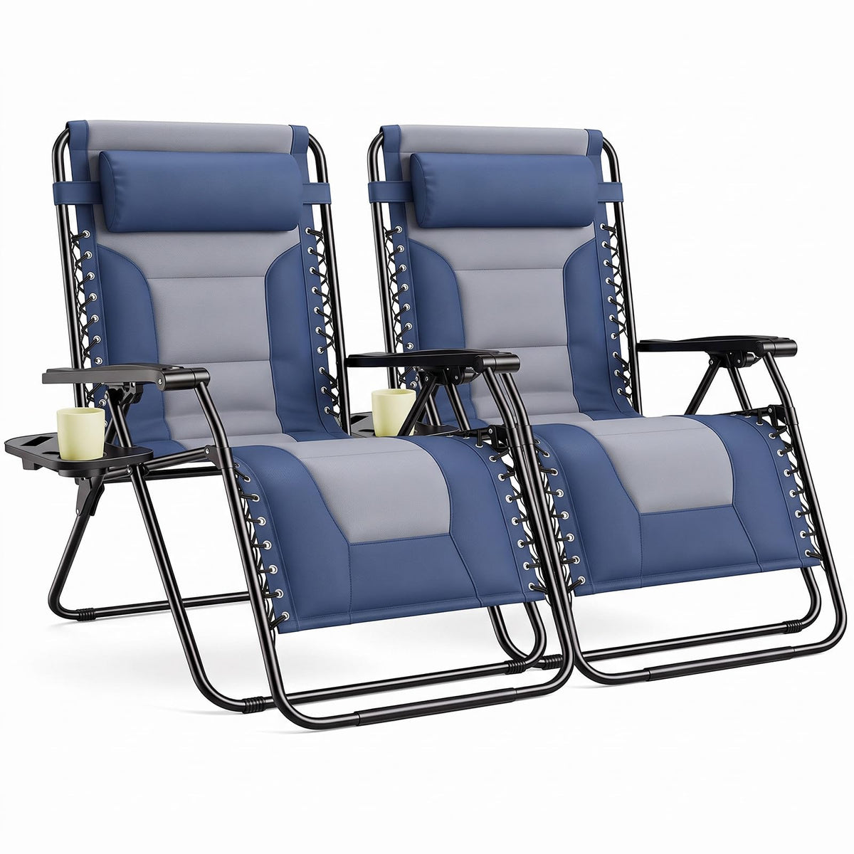 Oversized Padded Zero Gravity Lounge Chairs Set of 2 S258