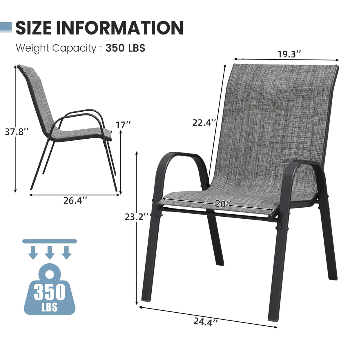 Light Gray Stacking Patio Dining Chairs Set of 8 Z1024