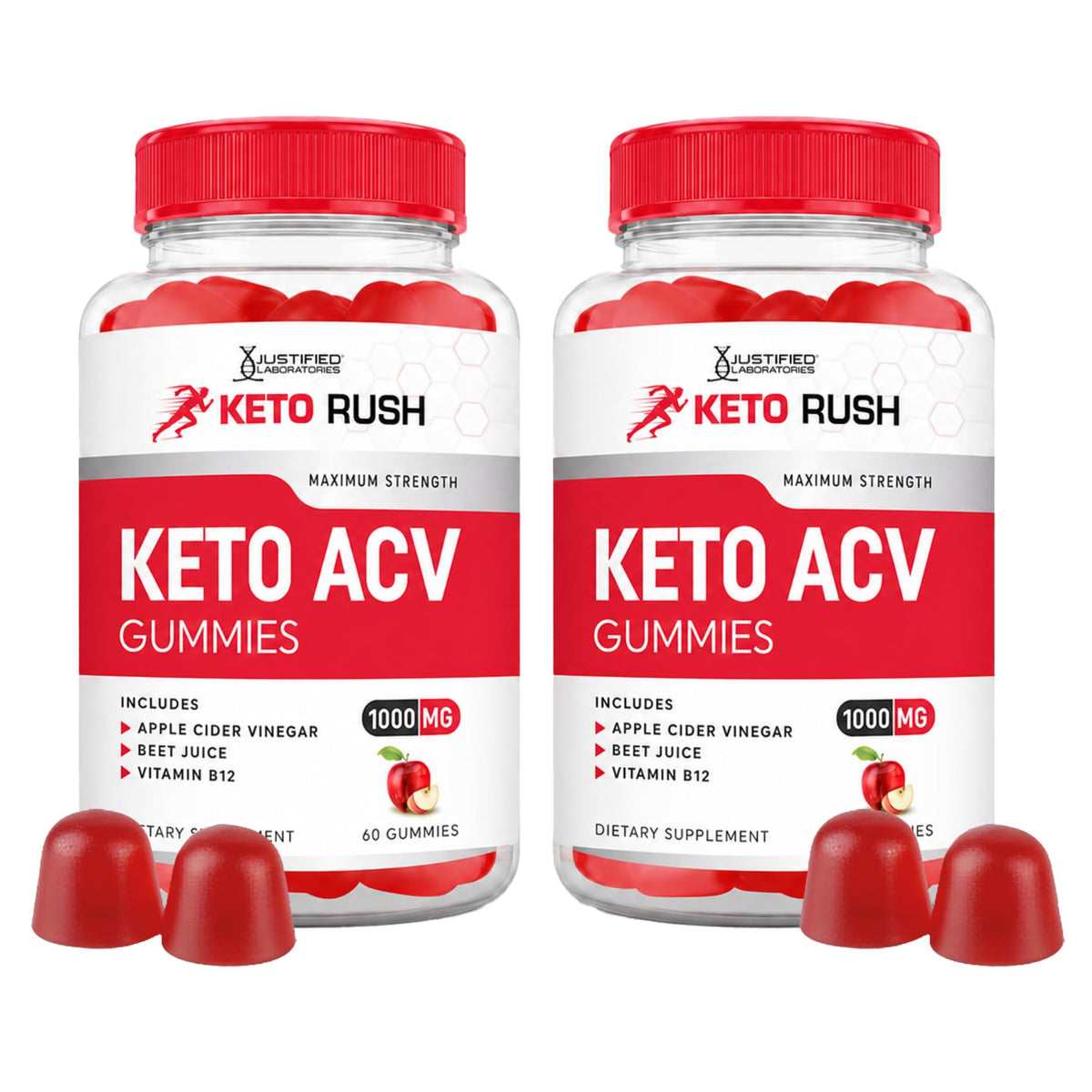 Keto ACV Gummies 1000 mg 60 Count Pack of 2 Vegan Gluten Free U4179