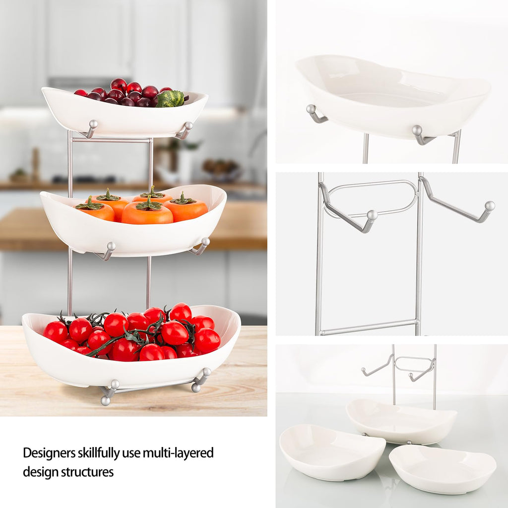 3 Tier Ceramic Fruit Basket with Holder Y2731