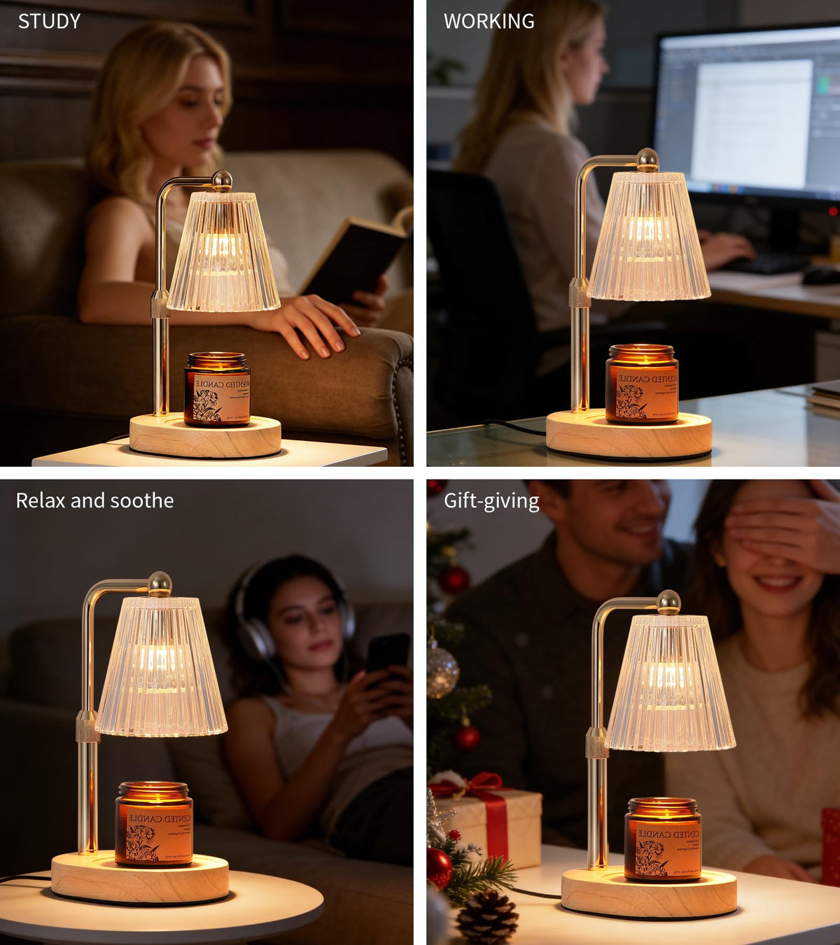 Gold Candle Warmer Lamp with Timer Dimmable with 2 Bulbs Z538059