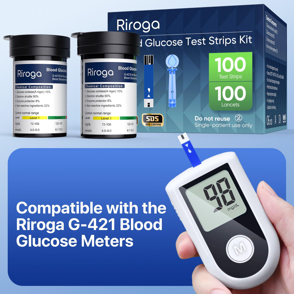 Blood Glucose Test Strips 100ct & Lancets 100ct N46658