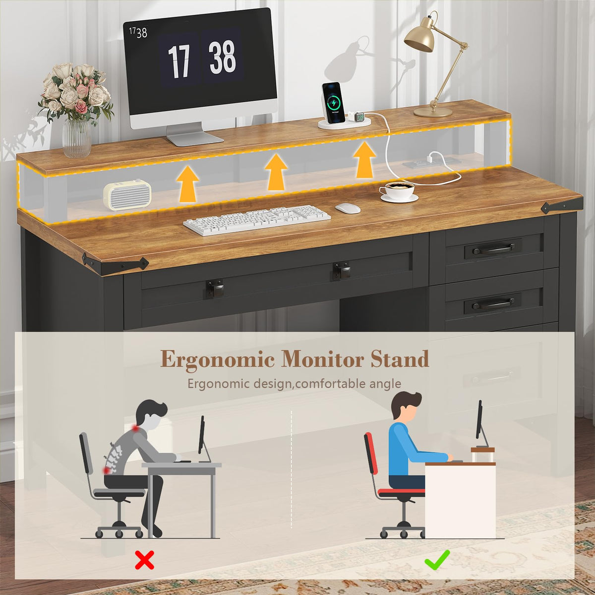 47" Computer Desk with Drawers Z6254