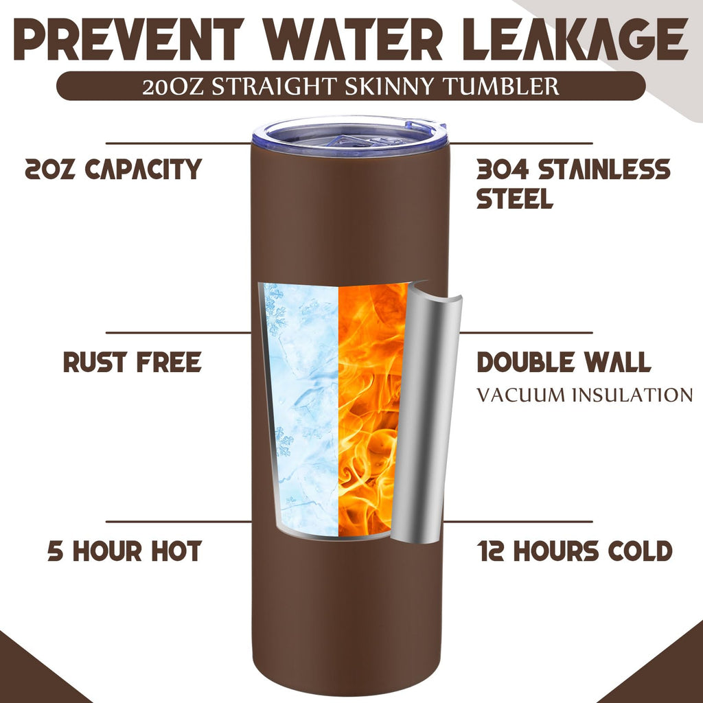 8 Pcs 20oz Insulated Stainless Steel Tumbler with Lid and Straw U6303