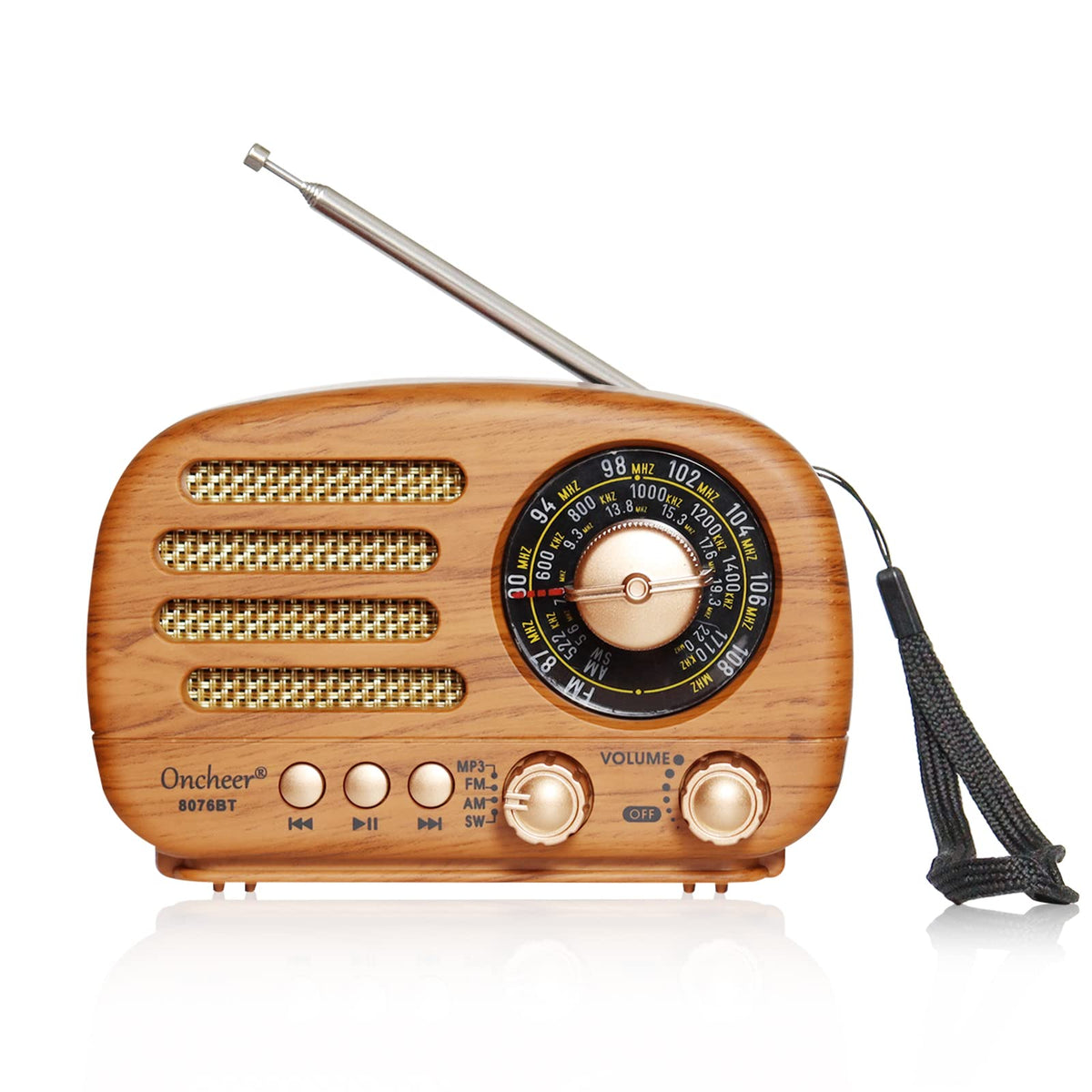 Portable Vintage Retro Bluetooth Speaker Radio with FM/AM/SW Bands U307429