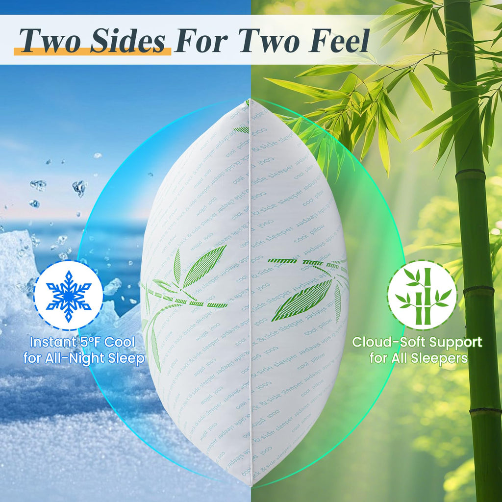 King Size Set of 2 Cooling Hybrid Bed Pillows I4483