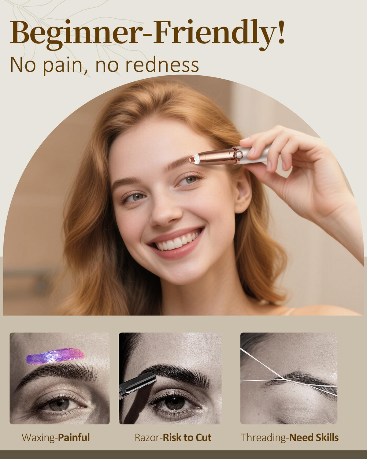 Rechargeable Eyebrow Trimmer with 2 Replacement Heads & LED Light S78403