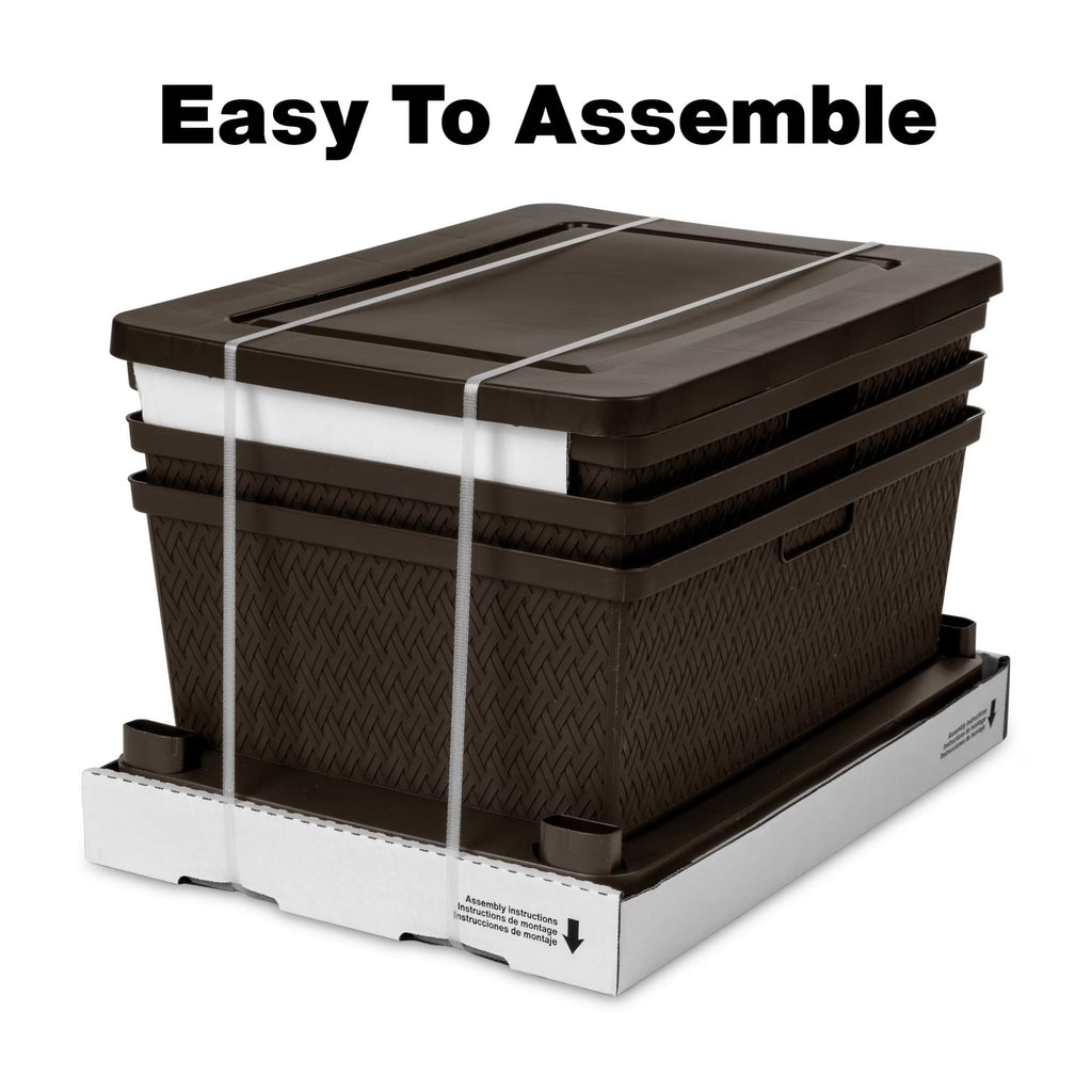 Plastic Drawer Storage Unit with Removable Decorative Panels Brown M928