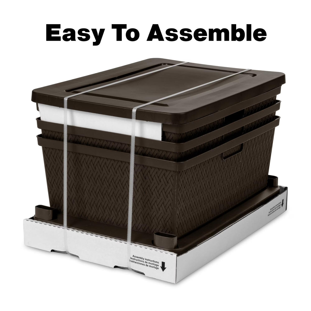 Plastic Drawer Storage Unit with Removable Decorative Panels Brown M928