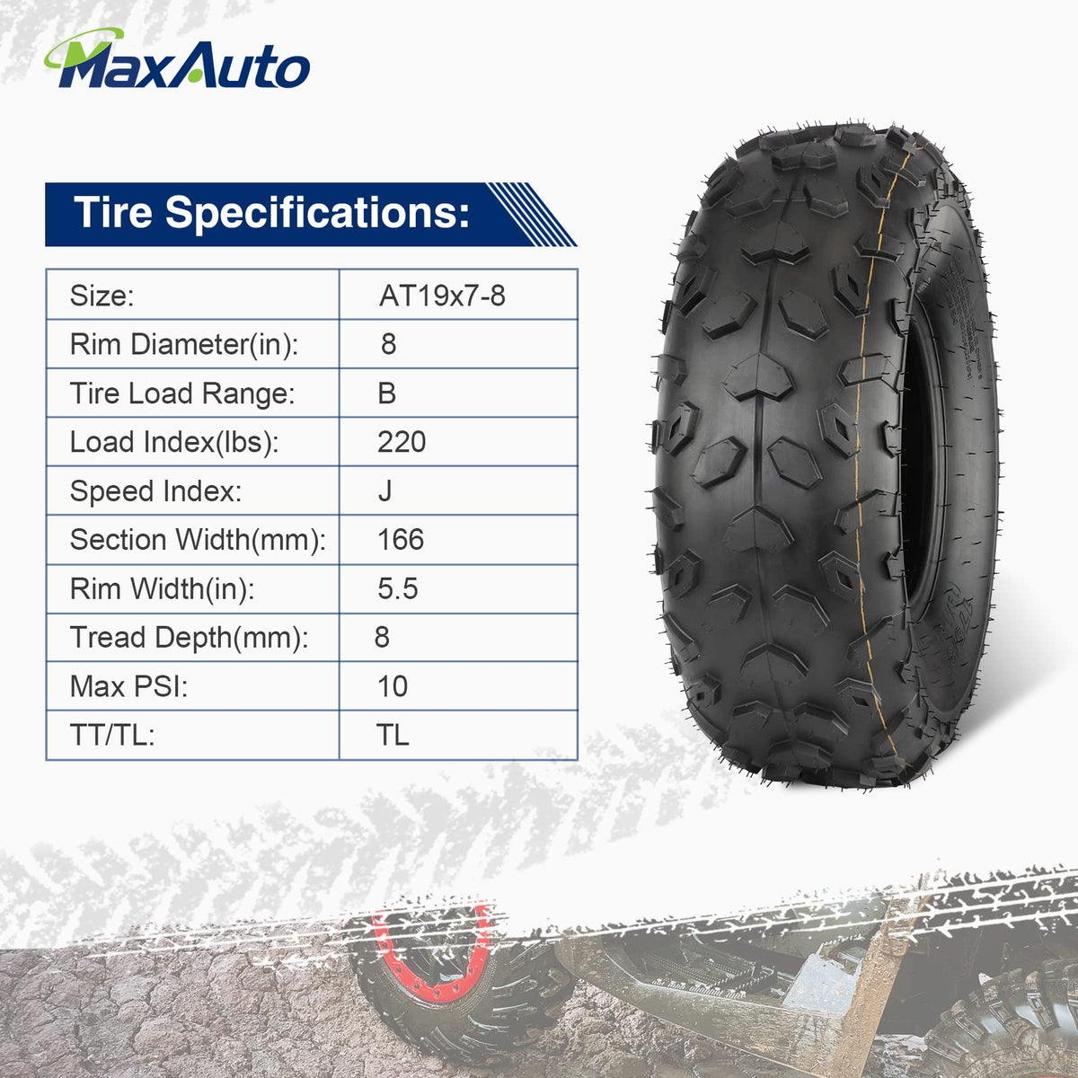 19x7-8 ATV UTV Off-Road Tires Set of 2 R4244