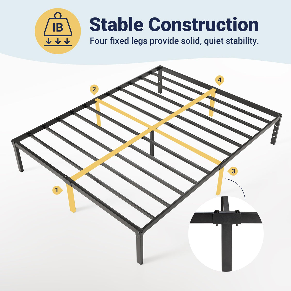 Queen 14 inch Metal Bed Frame with Storage Space F6756