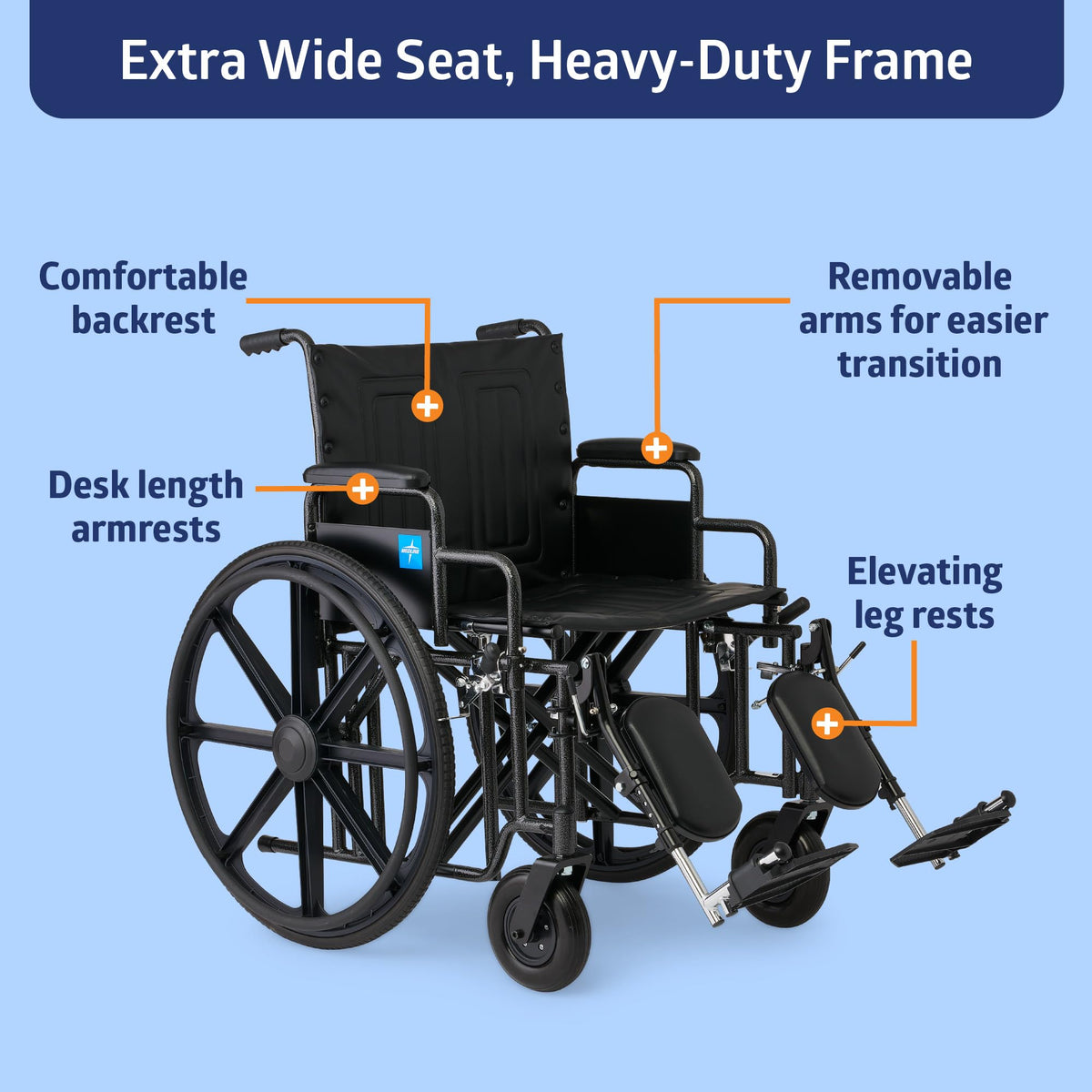 Extra-Wide Bariatric Wheelchair with 22" Wide Seat T9102