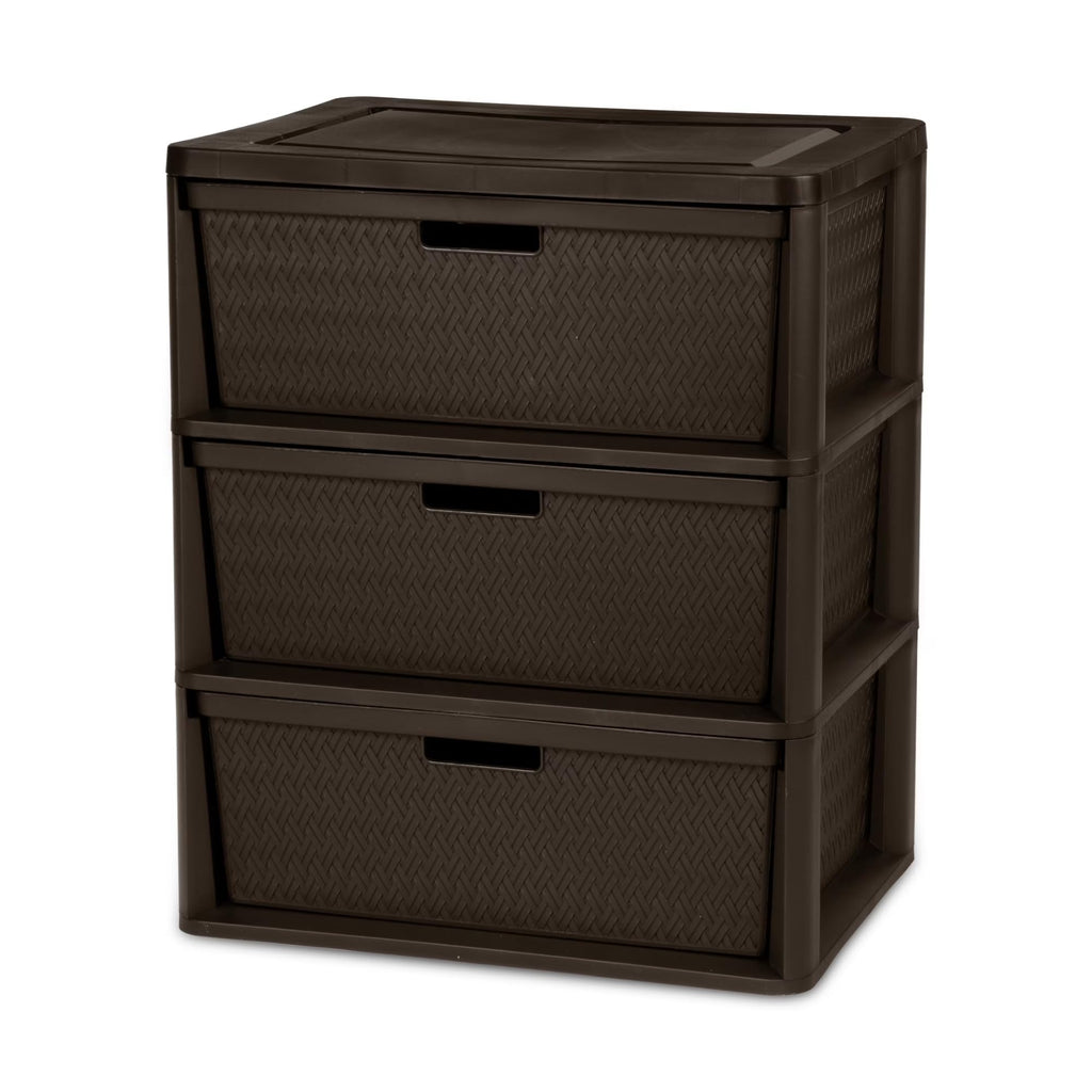 Plastic Drawer Storage Unit with Removable Decorative Panels Brown M928