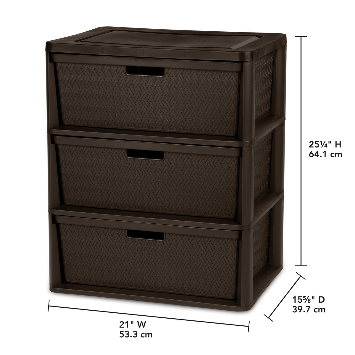 Plastic Drawer Storage Unit with Removable Decorative Panels Brown M928