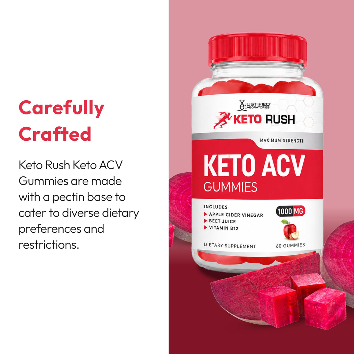 Keto ACV Gummies 1000 mg 60 Count Pack of 2 Vegan Gluten Free U4179