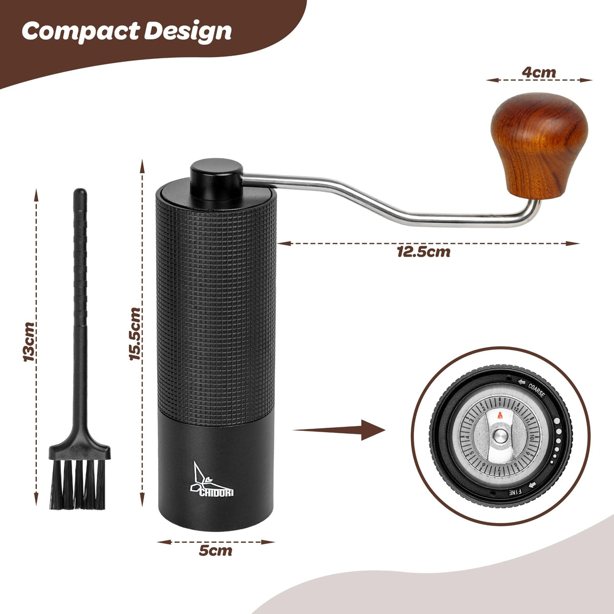 Manual Hand Crank Stainless Steel Conical Burr Coffee Grinder W813553