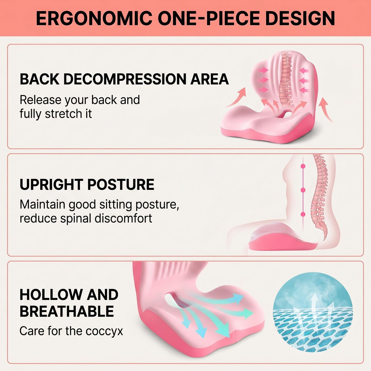 Ergonomic Lumbar & Seat Support Cushion Q6695