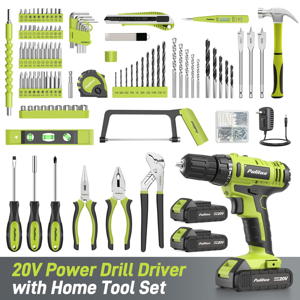 199-Piece 20V Cordless Drill Driver Power Tool Set with Toolbox X8536