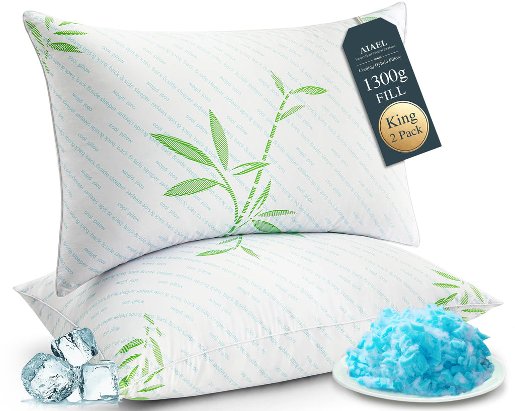 King Size Set of 2 Cooling Hybrid Bed Pillows I4483