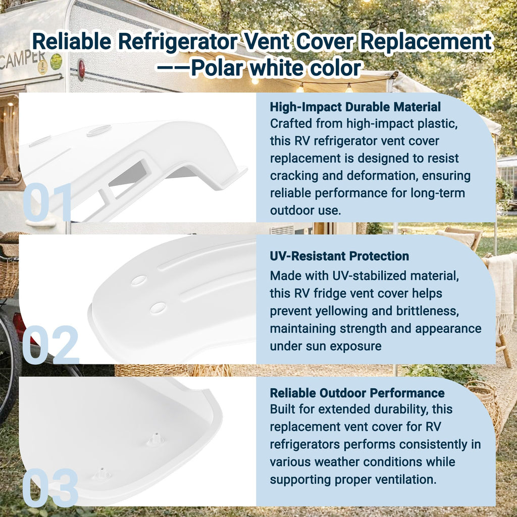 White RV Refrigerator Vent Cover Replacement J165907
