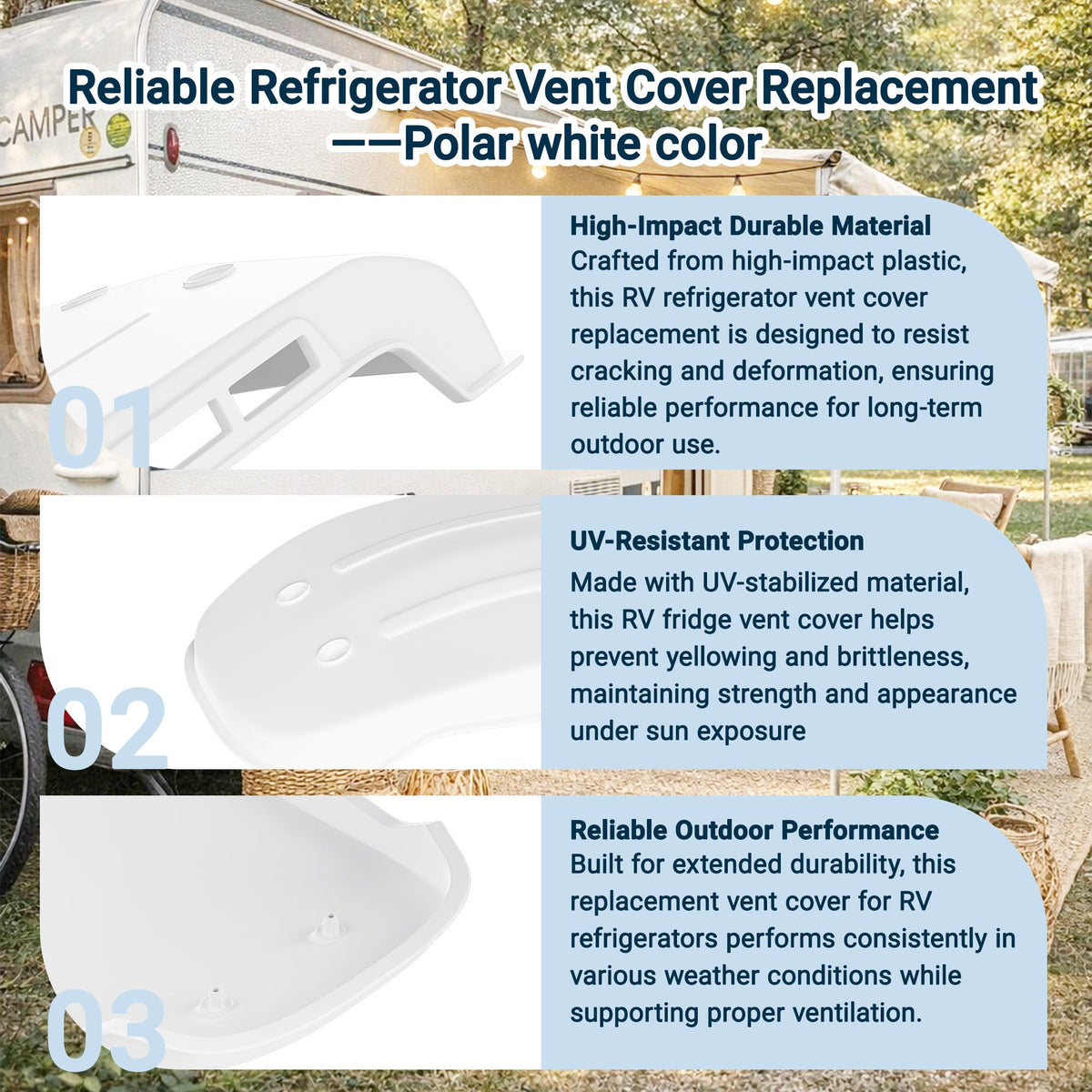 White RV Refrigerator Vent Cover Replacement J165907