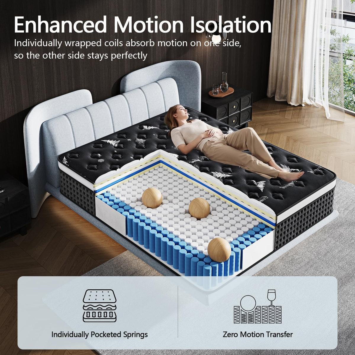 12 Inch Full Hybrid Mattress with Pocket Springs & Cooling Memory Foam Q19798