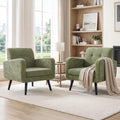 Olive Green Chenille Upholstered Accent Chairs Set of 2 S96218