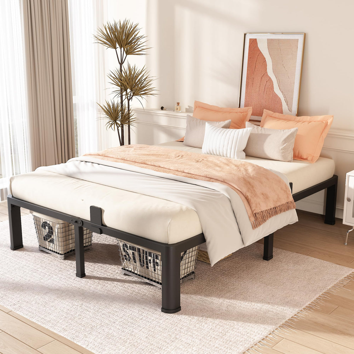Queen Size 14 Inch Metal Platform Bed Frame L4175