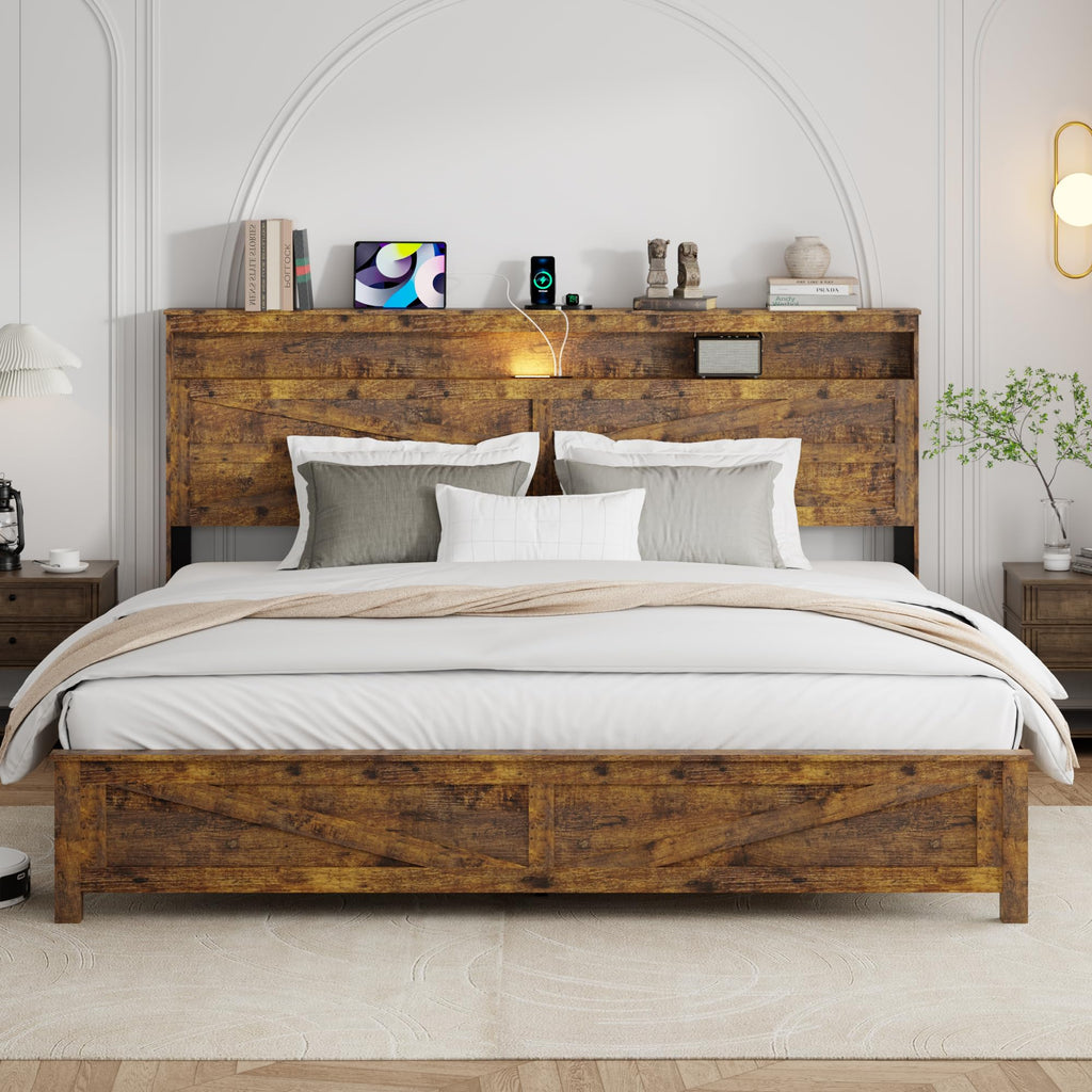 King Size Wood Bed Frame with Headboard Y6557