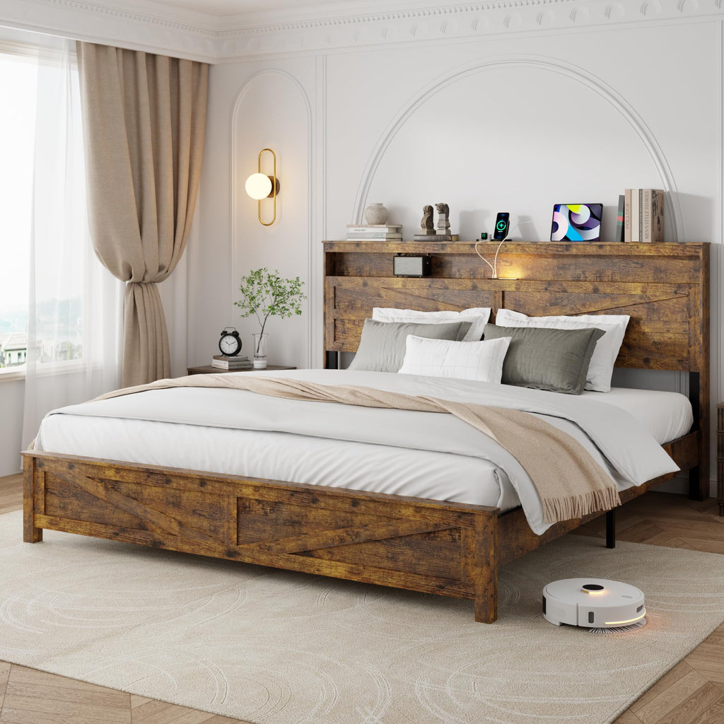 King Size Wood Bed Frame with Headboard Y6557