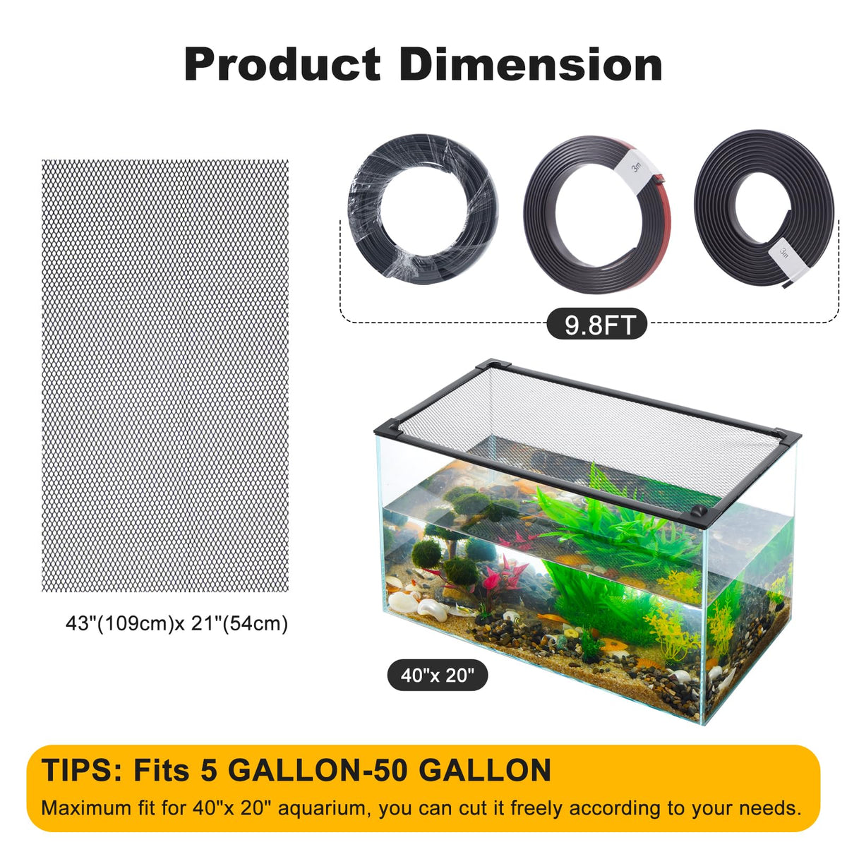 Magnetic Aquarium Lid Anti-Jumping Net Cover K520