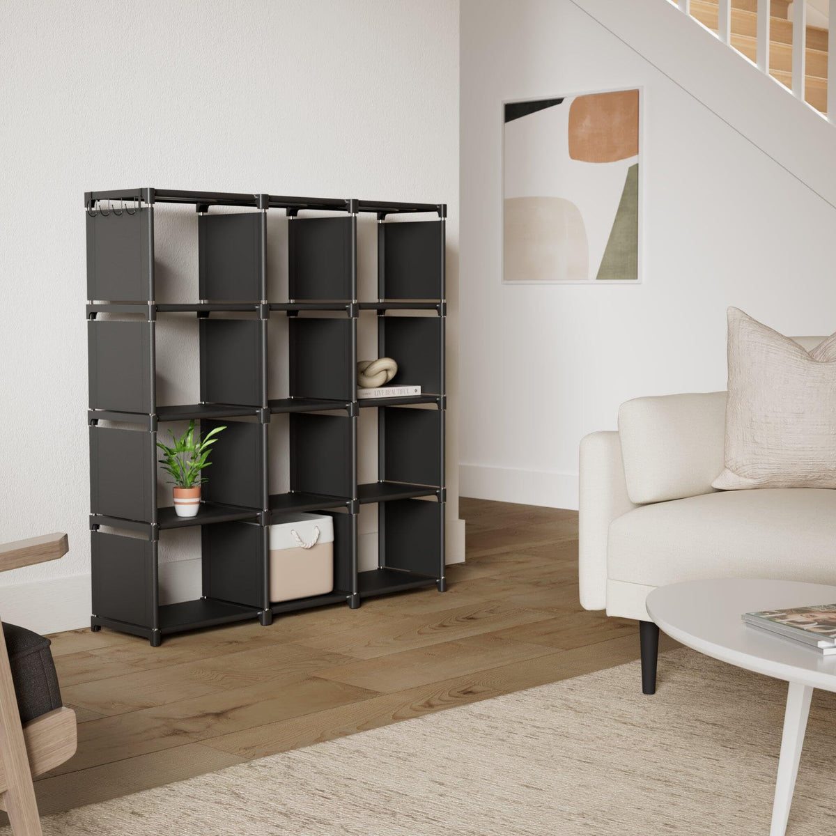 Black 12 Cube Metal Bookcase L322668