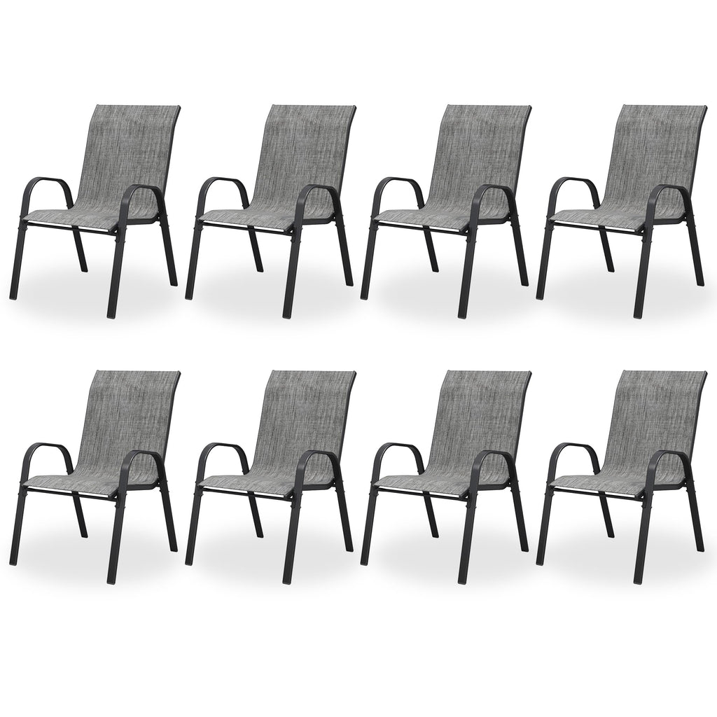 Light Gray Stacking Patio Dining Chairs Set of 8 Z1024