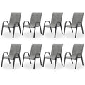 Light Gray Stacking Patio Dining Chairs Set of 8 Z1024