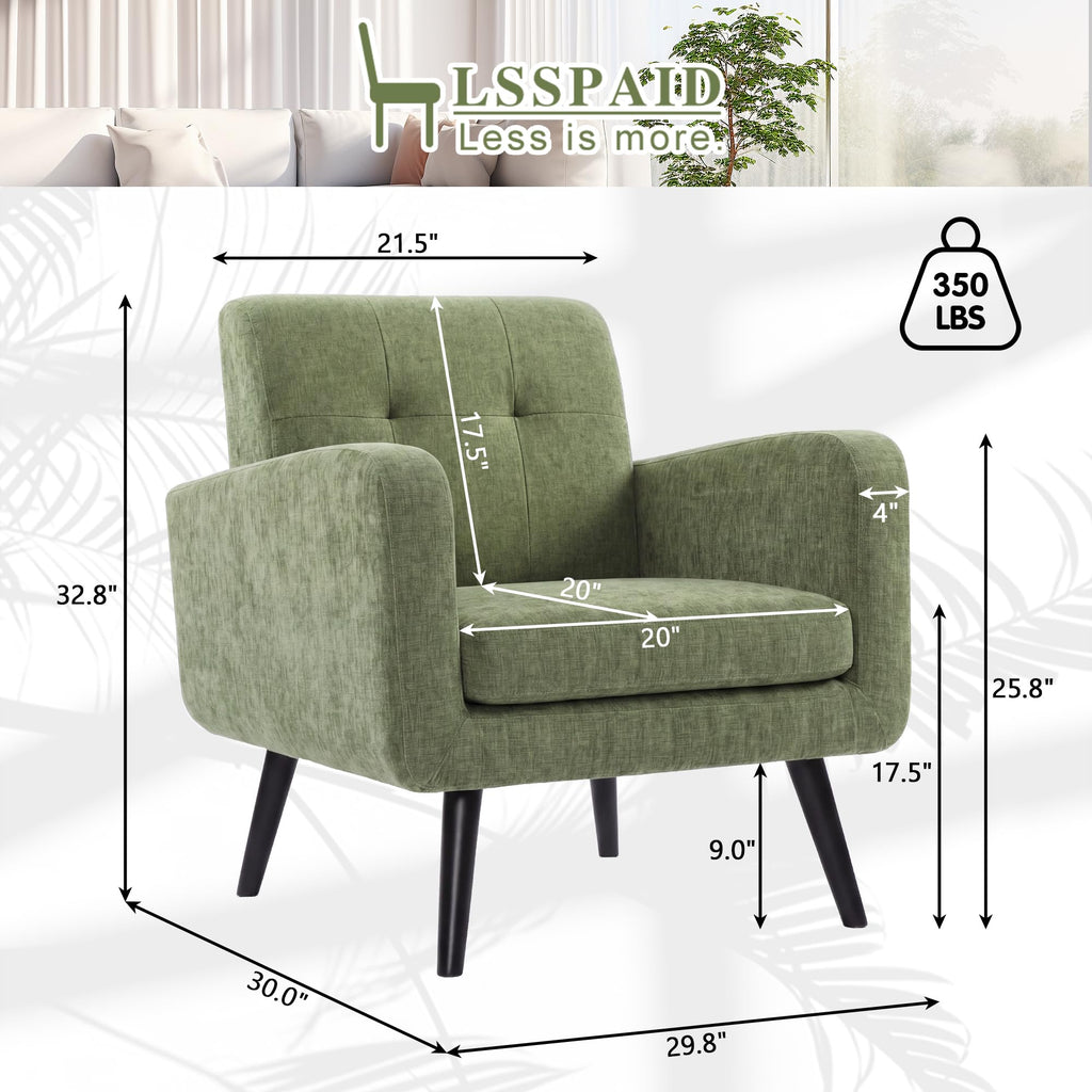 Olive Green Chenille Upholstered Accent Chairs Set of 2 S96218