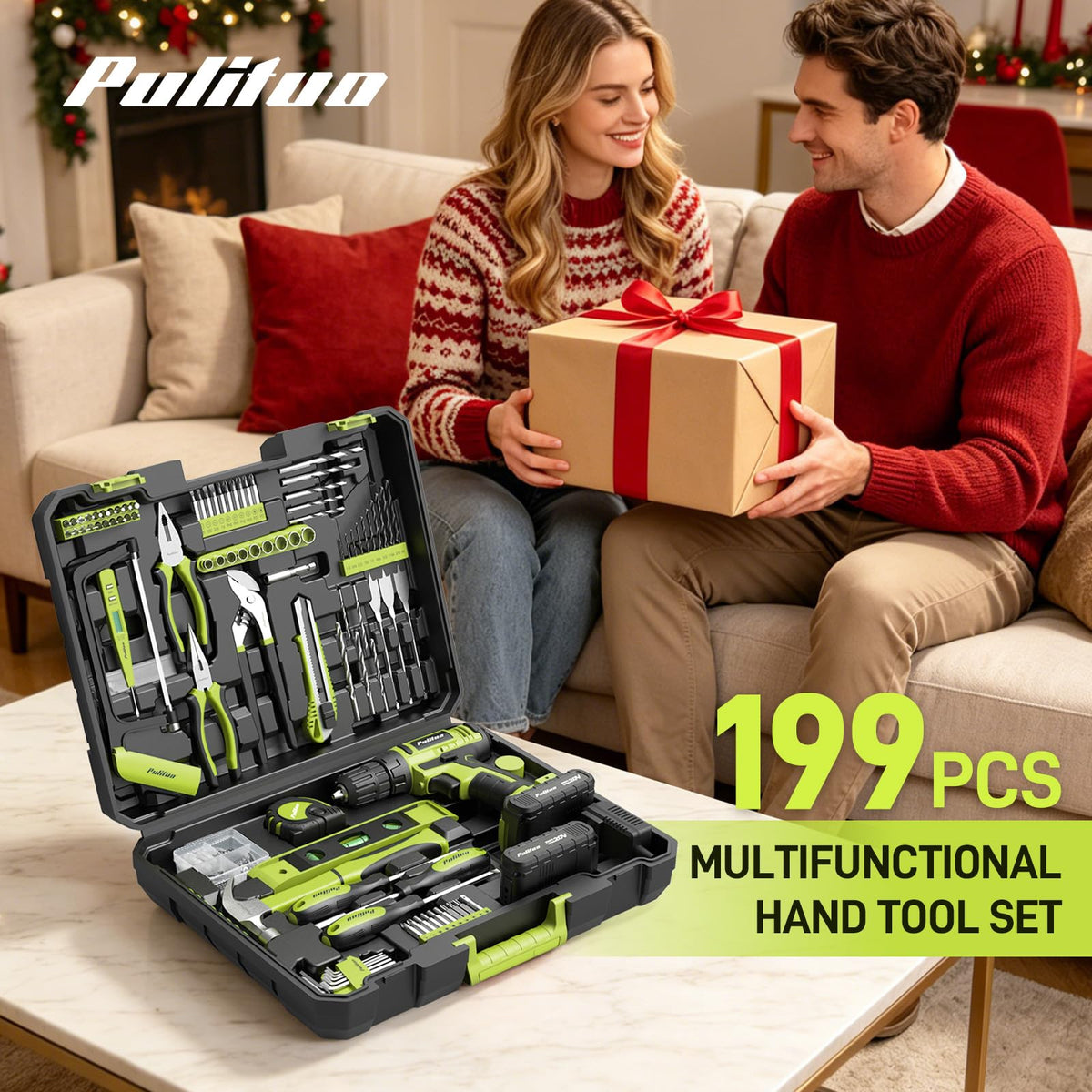 199-Piece 20V Cordless Drill Driver Power Tool Set with Toolbox X8536
