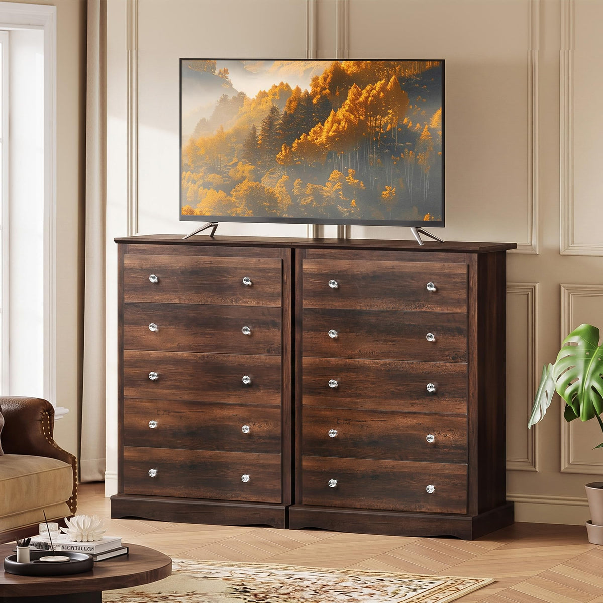 5 Drawer Rustic Brown Dresser V1760