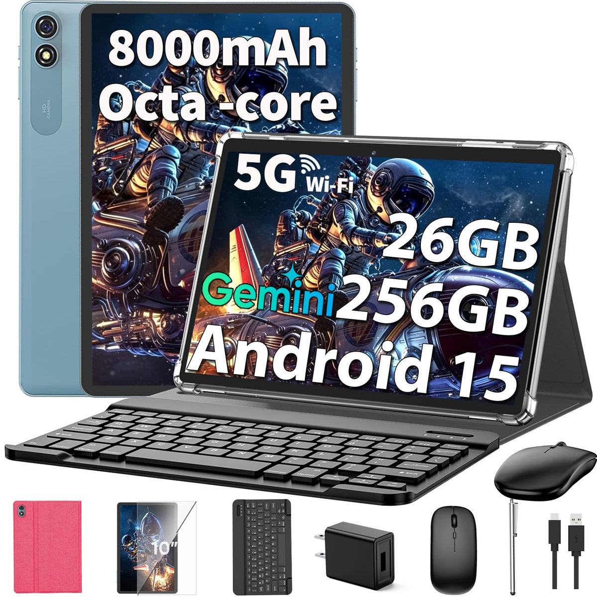 Android 15 Tablet 10 Inch with Keyboard 24GB+256GB+2TB Expand U789