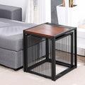 Set of 2 Square Nesting Coffee Table with Metal Frame K484