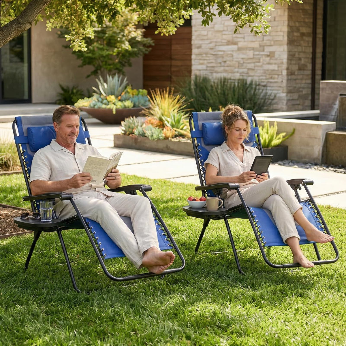 Oversized Padded Zero Gravity Lounge Chairs Set of 2 S258