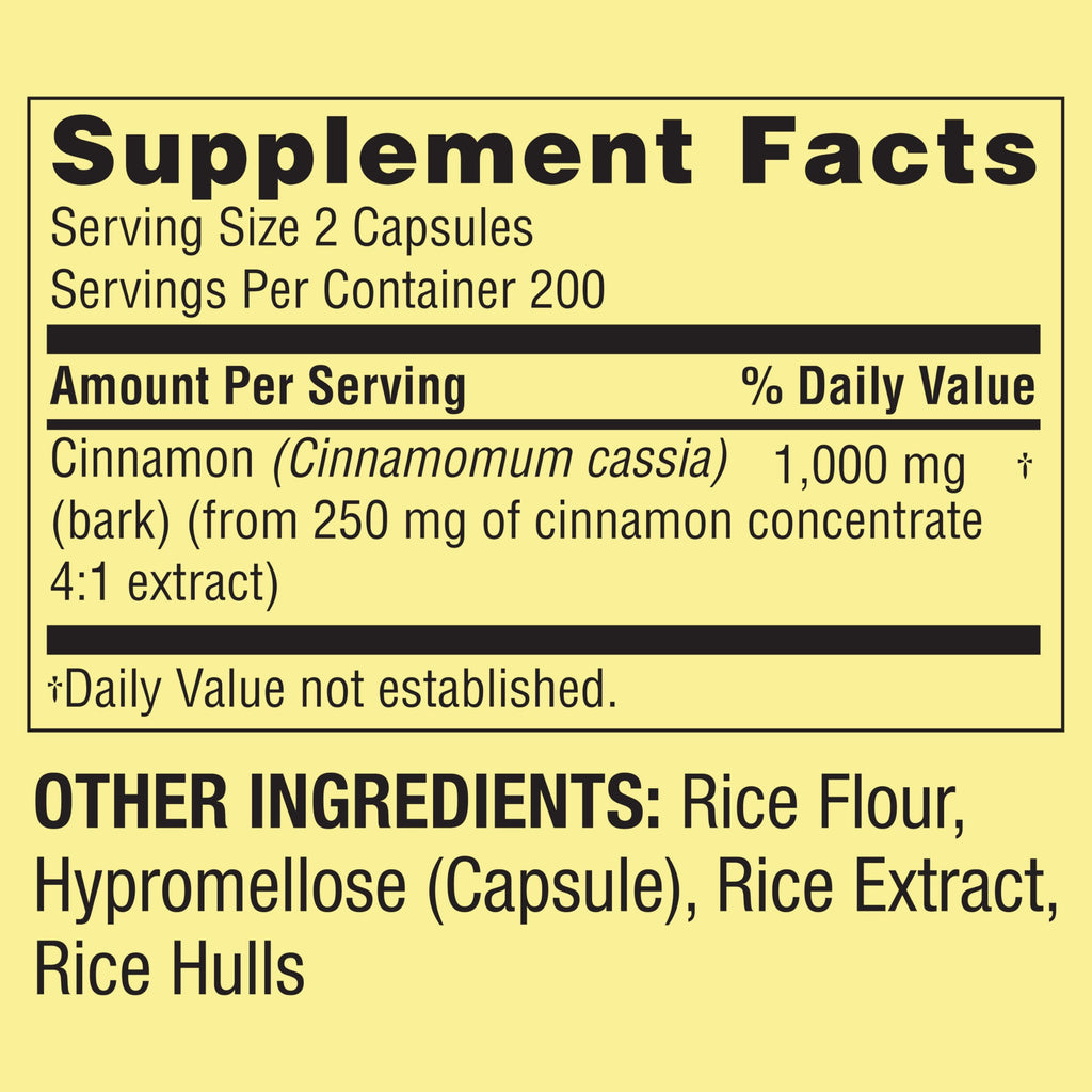 Cinnamon 1000 mg 400 Count Dietary Supplement V95934