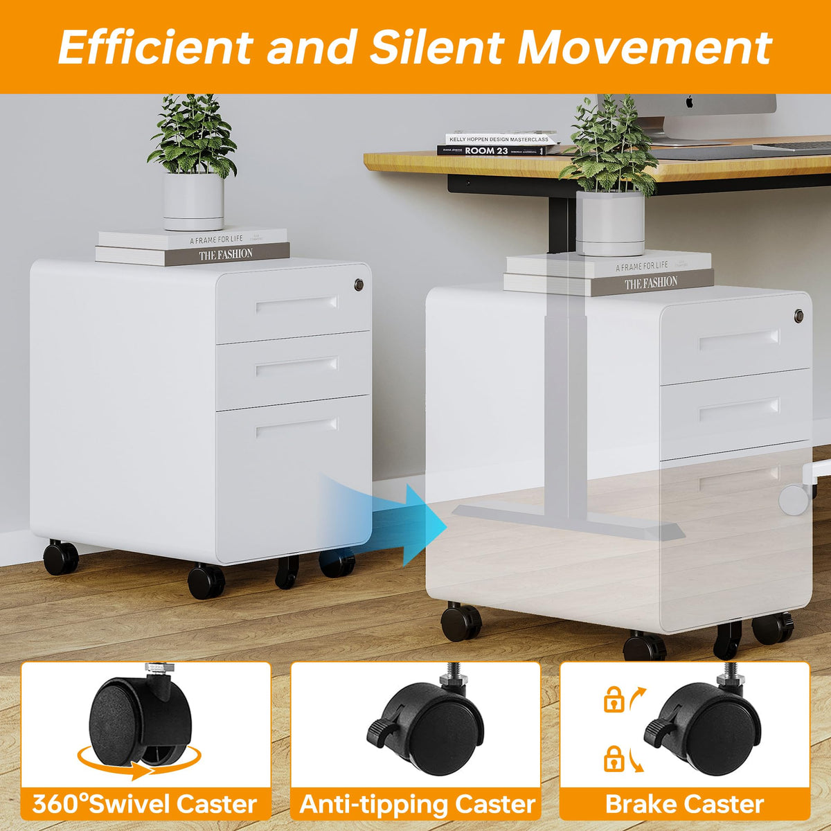 3 Drawer White Metal Filing Cabinet with Lock X3803