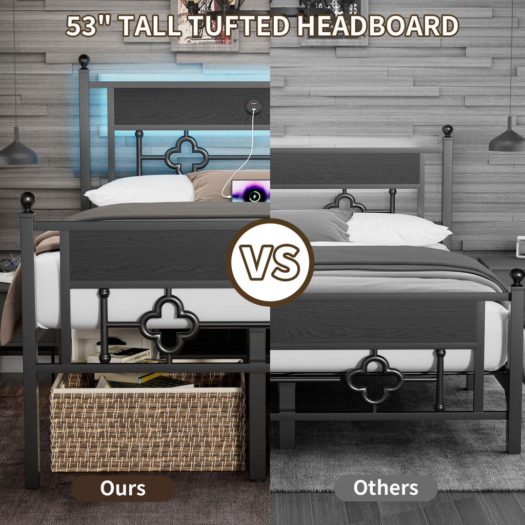 20 Inch Queen Size Bed Frame with Headboard & Footboard U422