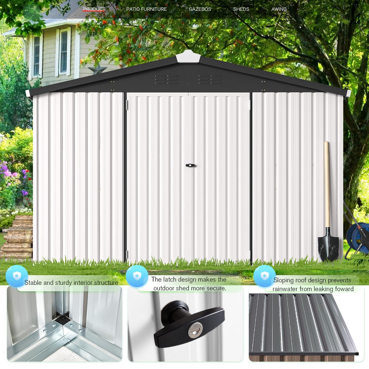 10x14 White Metal Outdoor Storage Shed Q160361