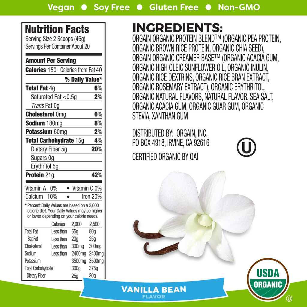 Organic Plant Based Vanilla Bean Protein Powder J68992